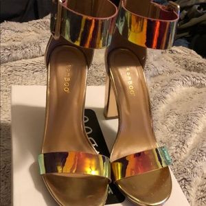 BAMBOO Shoes - Holographic gold block heels women’s size 7 BAMBOO Shoes - Holographic gold block heels women’s size 7